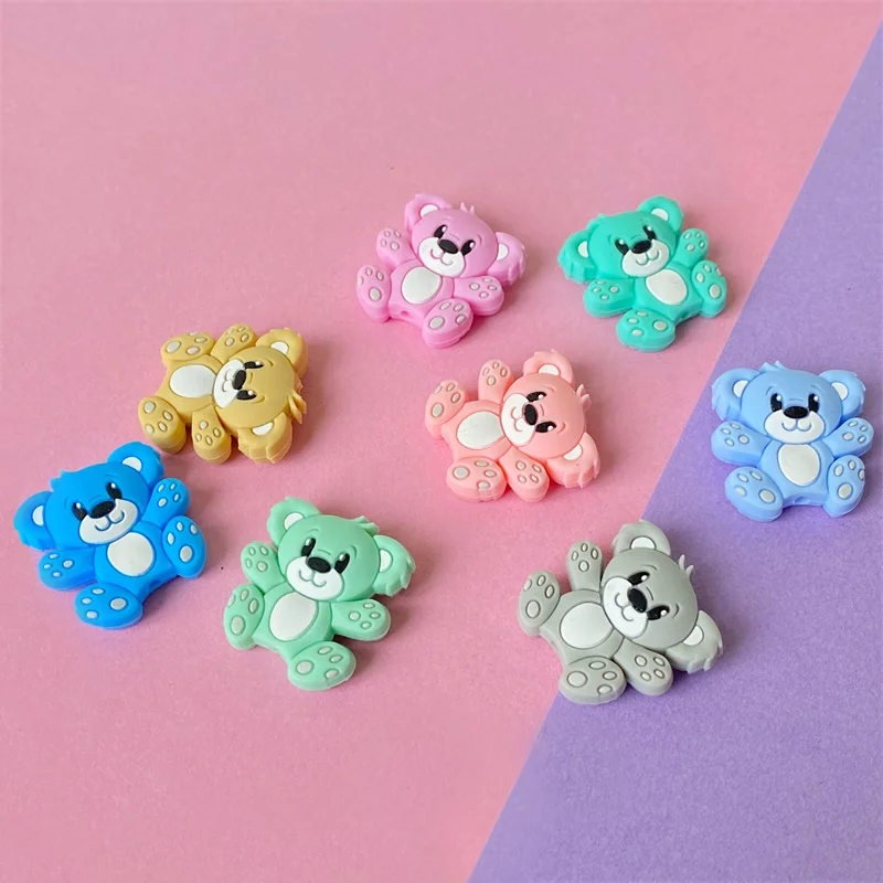 10pcs Cartoon mini bear Silicone Beads DIY Cute Teething Toys Silicone Baby Teether beads