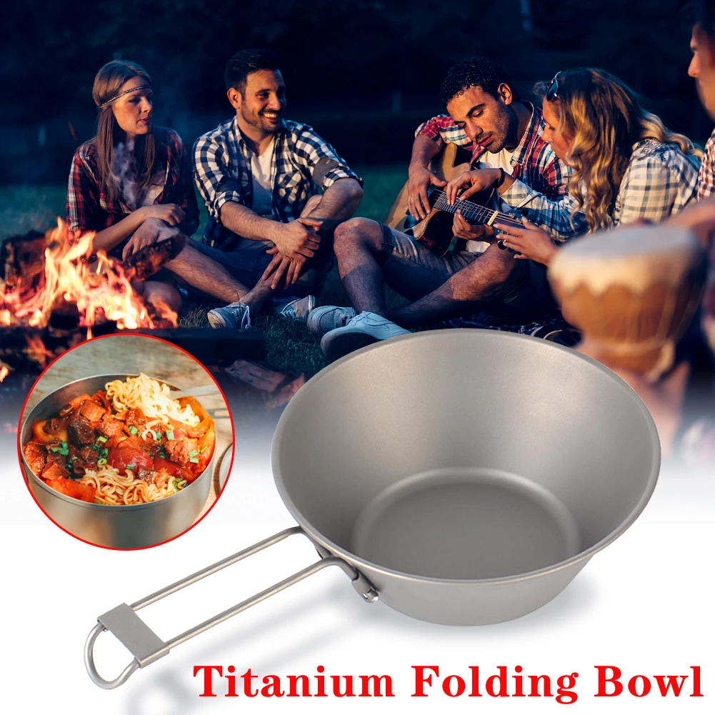 

Outdoor Bowl Titanium Folding Bowl Tableware Titanium Rice Bowl Anti-scald Anti-fall portable foldable pure titanium bowl 300ml