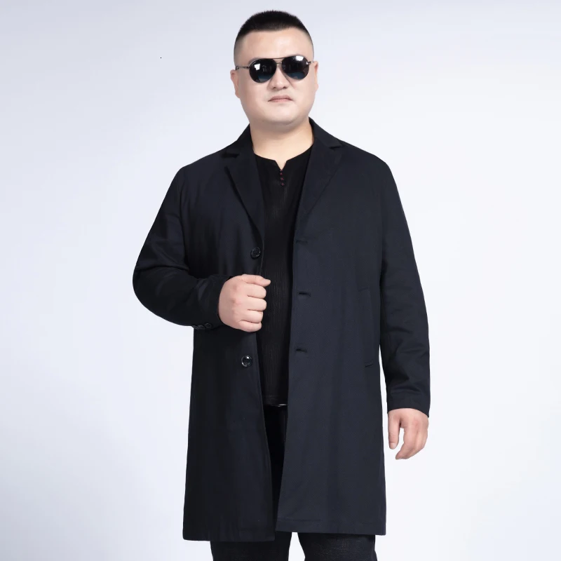 Black 10XL 8XL 6XL 5X мужской Тренч, модный дизайнерский мужской длинный плащ, осенне-зимнее однобортное ветрозащитное тонкое Мужское пальто - Цвет: Black