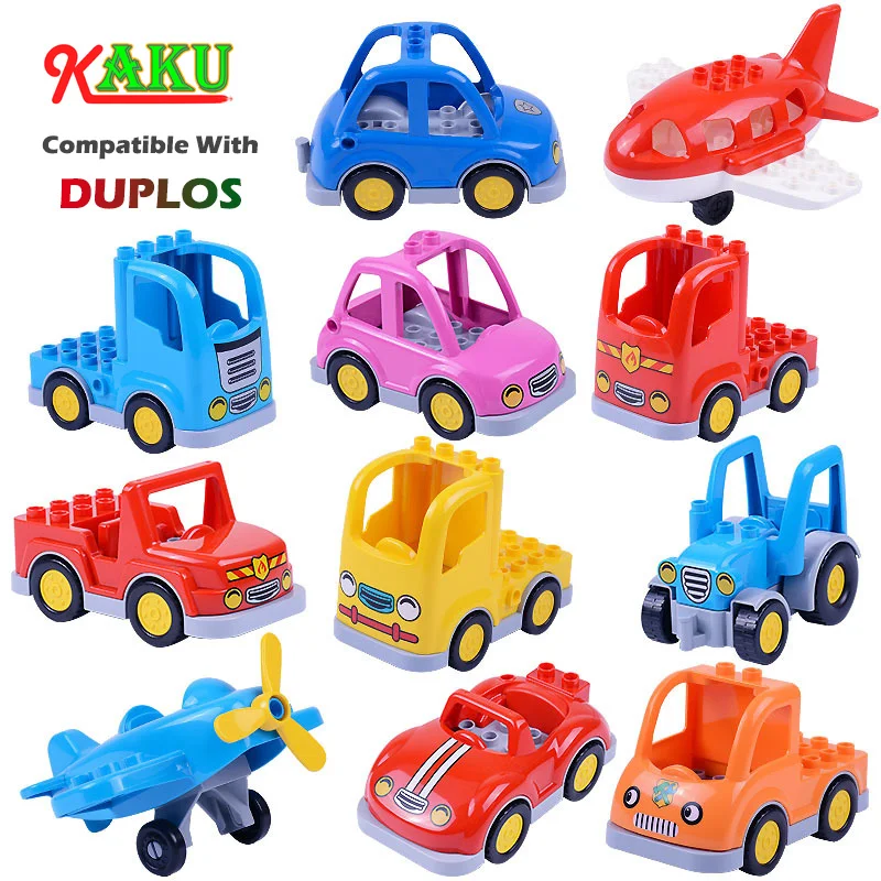 

Compatible Legoed Duploed Big Size Bricks Children Building Blocks Toys Car Aircraft Engineering Truck Tractor Models Toys Gifts