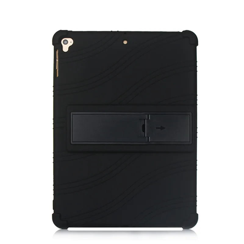 Для IPad 9,7 Чехол для IPad Air 2 Air 1 Чехол IPad 5 6 5th 6th поколения принципиально мягкий силиконовый+ PC подставка для Coque - Цвет: Черный