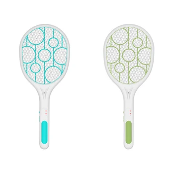 

Electric Fly Swatter Rechargeable With Led Lights Electric Bug Fly Mosquito Swatter Killer Racket 3-Layer Net Safe