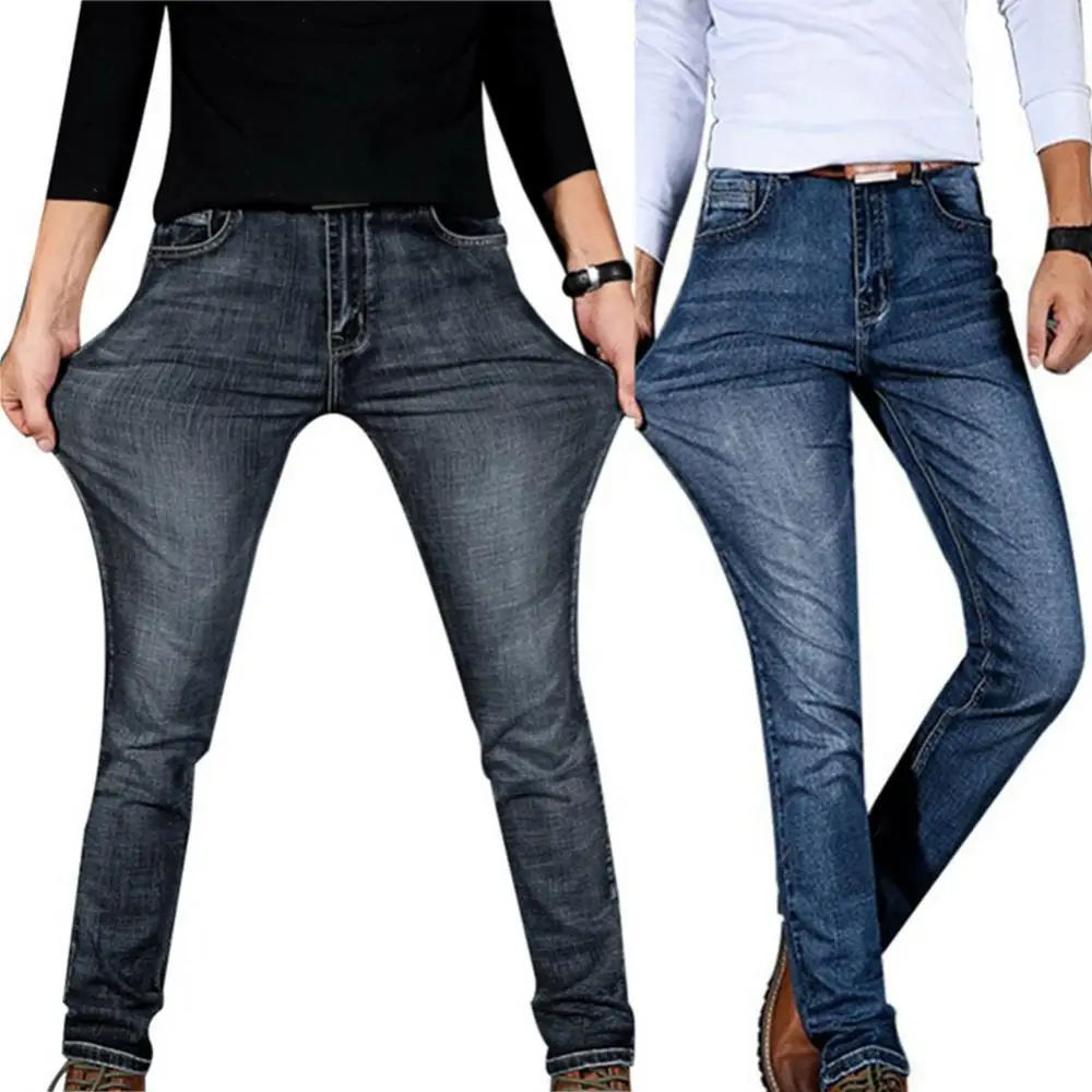 Pants Stretch Long Jeans Mid Rise Men's Jeans Men's Fashion Slim Fit Jeans Plus Size European Men's Denim Pants 4