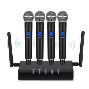 

4 Microphones Metal UHF 741.4~772.3MHz Professional Handheld Wireless Noise-proof 4 Microphone with 1 Receiver Set 100-240V