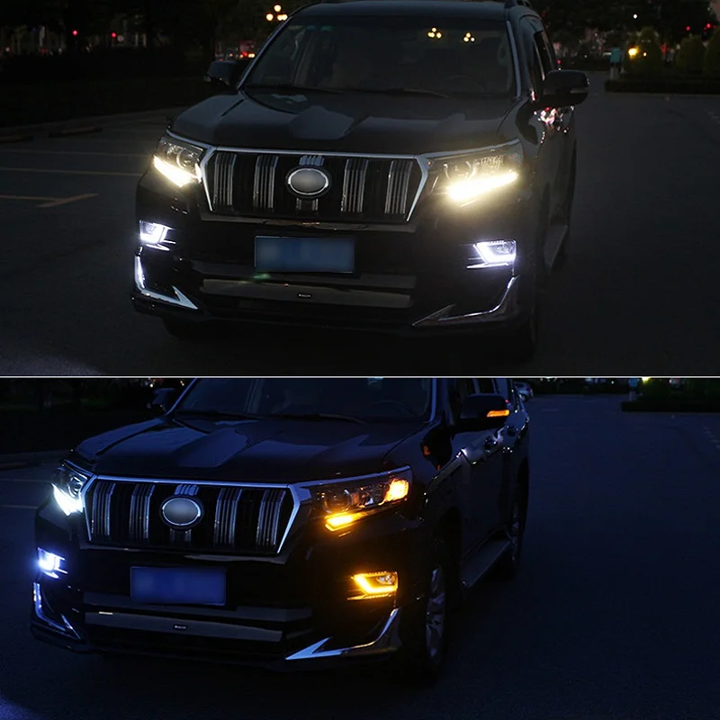 OKEEN 2x автомобиль светодиодный дневной светильник для Toyota Land Cruiser Prado светодиодный DRL 12V сигнала поворота светильник Водонепроницаемый противотуманная фара