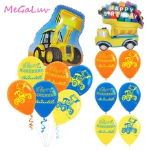 

10/16X Engineering Vehicle Theme Balloon Bulldozer Excavator 12 Inch Latex Color Balloon Set Children's Birthday Party Decor Toy