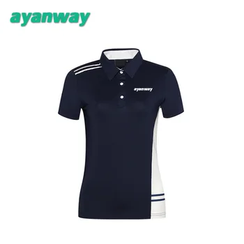 

AYANWAY can custom LOGO women's golf t shirt breathable slim summer golf shirt woman female tennis sport t-shirt can print Name