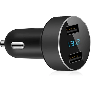 

Dual USB Car Charger,Output 4.8A Car Adapter,Cigarette Lighter Voltage Meter Compatible for iPhone,iPad,Samsung,LG,Other USB Dev