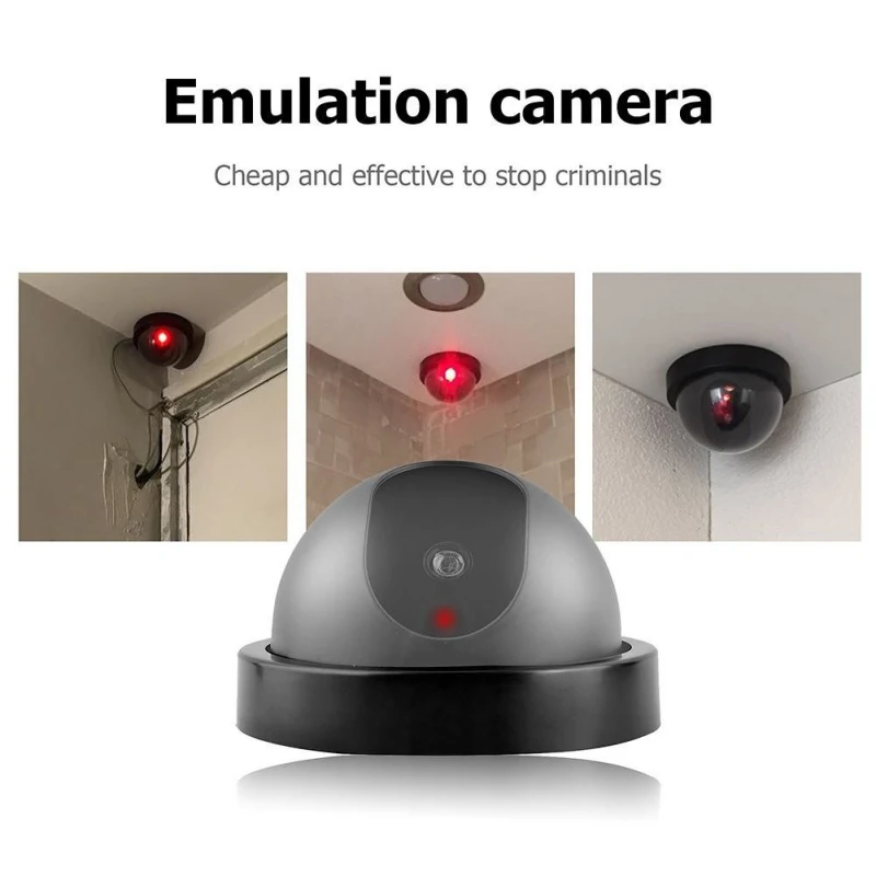 

10pcs Simulation Camera Monitoring Fake Hemisphere Monitoring Camera With Lights Fake Home Security Surveillance Camera