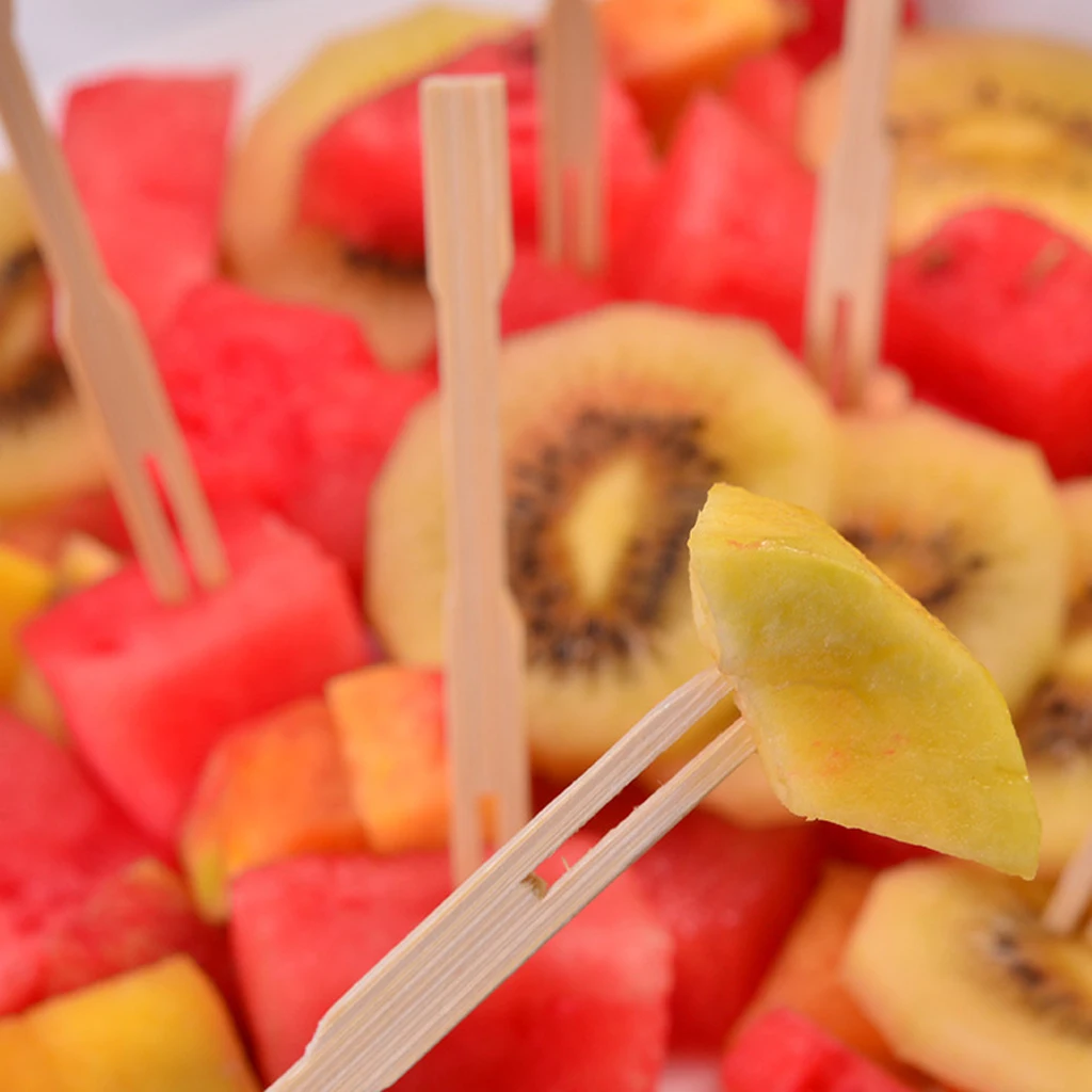 100PCS Bamboo Catering Forks Sticks Picnic Party Finger Food Fruits Salad Pick Household Party Decor Wooden fruit fork Dessert