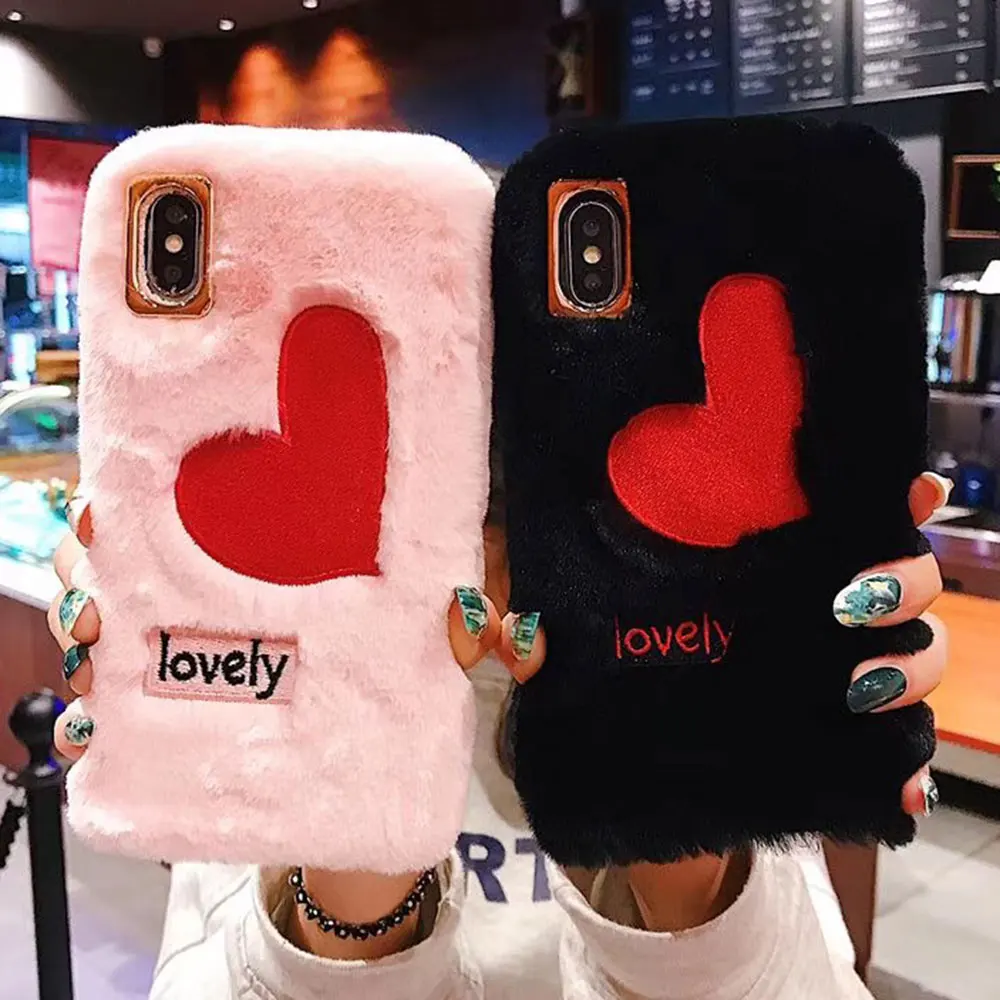

Fashion Warm Phone Cases For iPhone 7 8 X XS XR XS MAX Cases Heart Pattern Cover Soft TPU Case For iPhone 6 6 s Plus Fundas