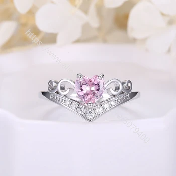

Pink zircon Rose Gold Engagement Ring CZ Cubic Zirconia Faceted heart shape Cut Wedding Ring Anniversary Gift Antique Retro Set