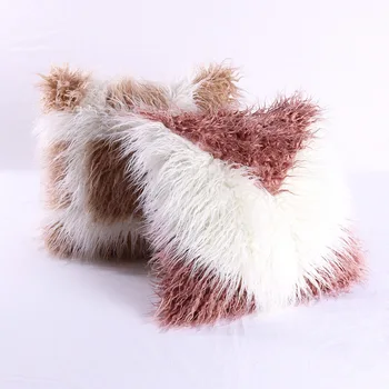 

45x45/50x50cm color combination soft imitation wool cushion cover plush pillowcase long fur pillow cover
