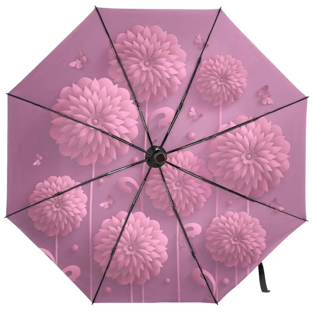 Зонты для защиты от солнца, защита от ультрафиолета, женский зонт, 3D Зонт с цветком, не автоматический, три складных зонта