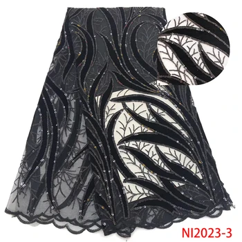 

Sequins Lace Fabric 2019 High Quality African Evening Dress Fabrics New Nigeria Sequined Embroidered Mesh Net Lace Fabric QF2023