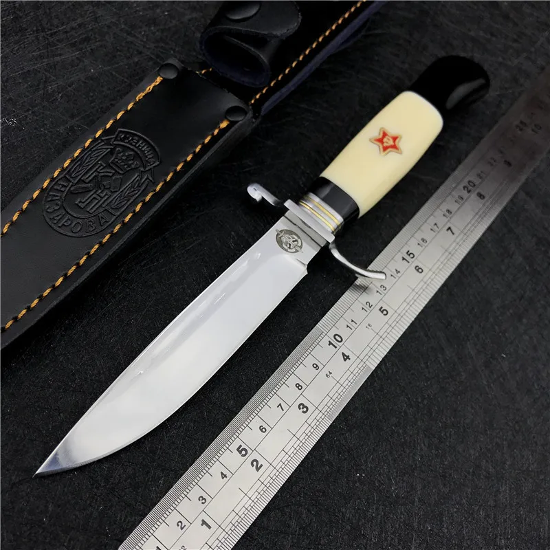 

Russian Finka NKVD KGB Wit EDC Fixed Blade Knife Resin Handle 440C Blade Mirror Finish Outdoor Camping Hunting Srrvival Tool