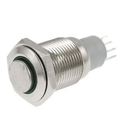 

GREEN Led Light Illuminated 16mm 12V Stainless Switch Momentary Push Button HFH