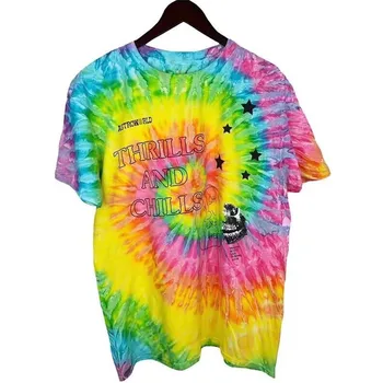 

19ss Travis Scott Astroworld Europe Tie Dye T shirt Men Women Summer Style Top Tees Travis Scott ASTROWORLD T-shirts