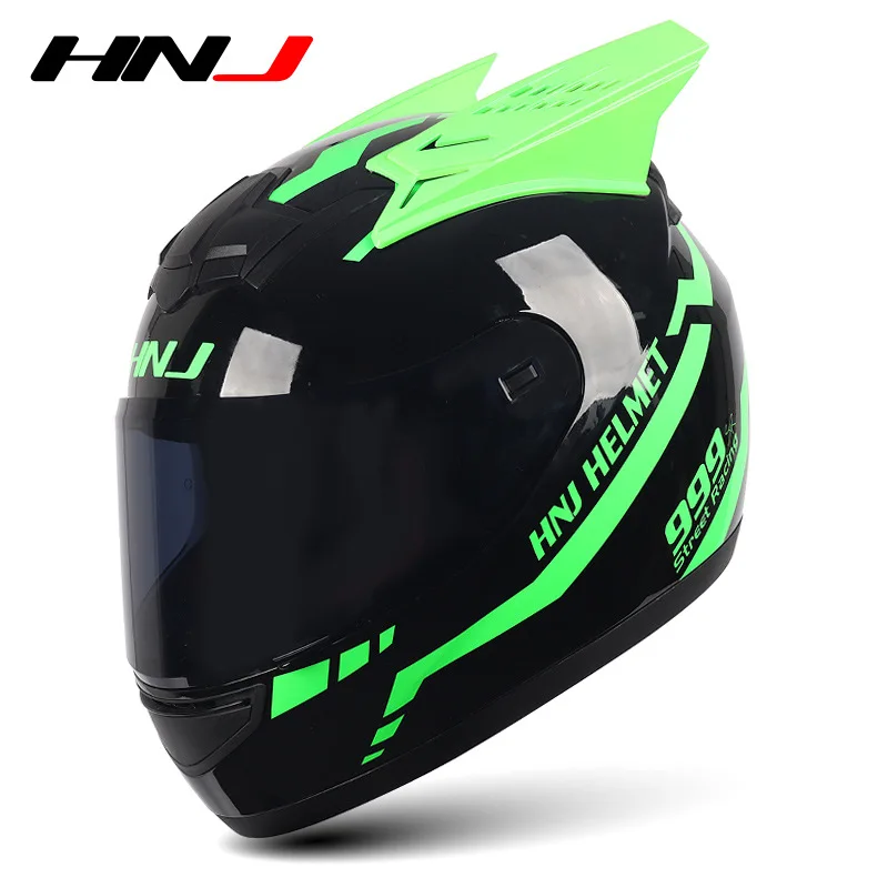 Full Helmet Motorcycle Kask Casco Moto Female Cycling Cap Horn Pink Man Motorcross Motorbike Helmet Casco De Moto HNJ939