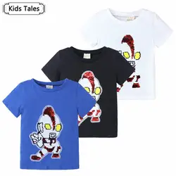 Новые детские топы с рисунком для маленьких мальчиков; футболка с короткими рукавами; летняя одежда; SC179