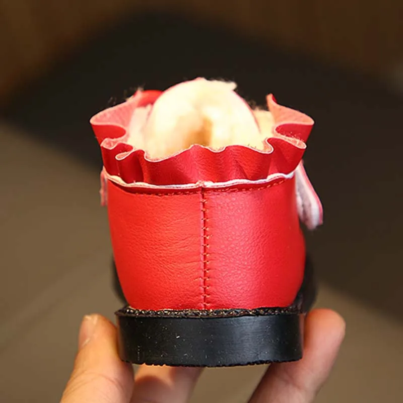 Детские зимние ботинки; короткие ботинки из искусственной кожи для девочек; детская обувь; сезон осень-зима; ботинки для малышей; детская теплая хлопковая обувь с бархатом