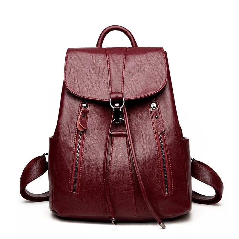 

Two-shoulder bag ladies bag European and American retro-style soft PU leather bucket bag recreational backpack