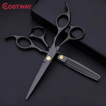 

Costway Professional 440 Steel 6 Inch Black Hair Scissors Set Cutting Barber Salon Haircut Thinning Shears Hairdressing Scissors