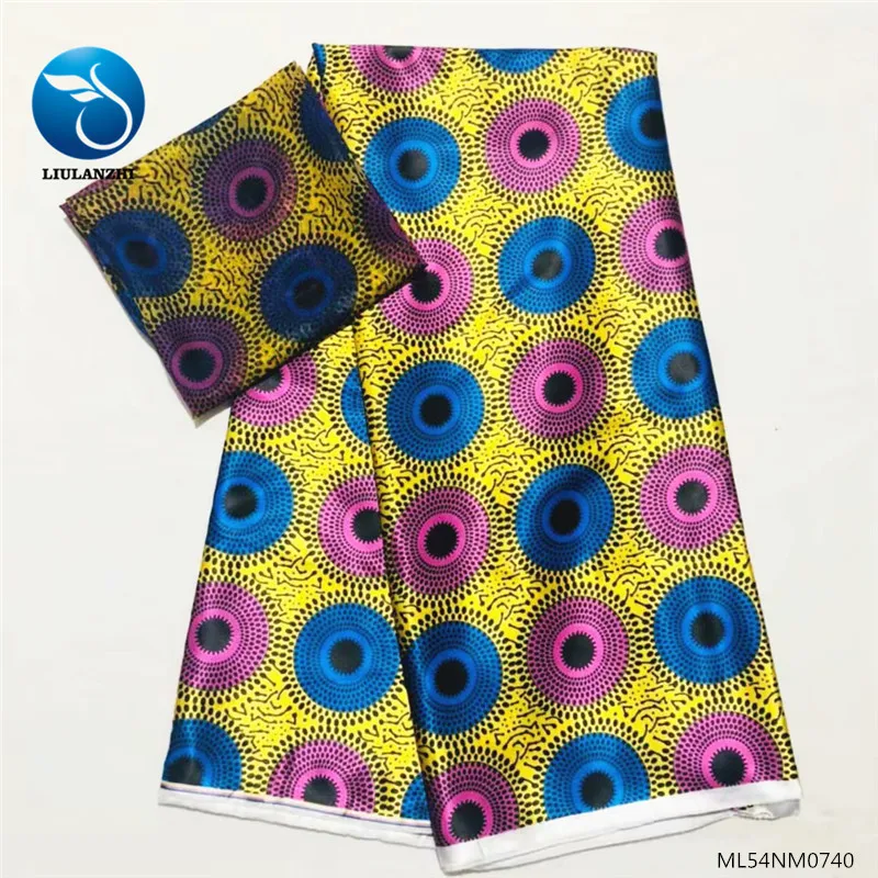 

LIULANZHI Prints Fabric Soft 4 yards Imitated Silk Prints Wax +2 yards scarf 2019 Ankara African Fabric Printing ML54NM0740-50