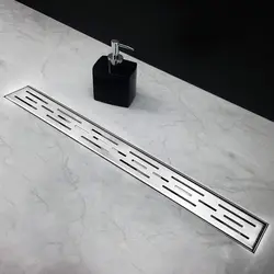 28 Inch Rectangular Linear Shower Drain Grate Brushed 304 Bathroom Floor Drain Includes Adjustable Leveling Feet Hair Strainer