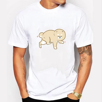 

Cute Dog Animal Print Tee T-shirt Casual White Male 2019 New Style Hot Fashion Men's Loose O Neck Short Sleeve Tops