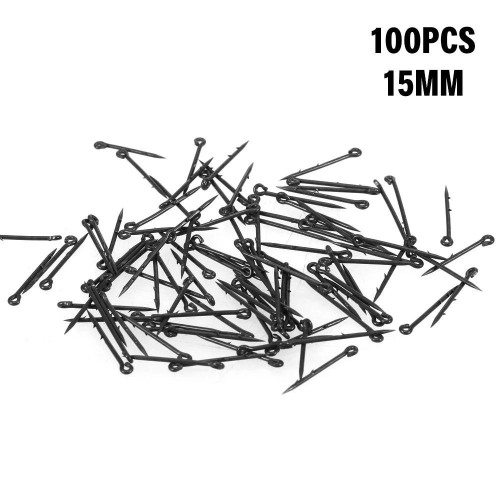 Для доставки прикорма и оснастки Спайк рыболовный крючок на карпа жало бойлов личинка кукурузы Pin волос установки терминала аксессуар 12/15/18 мм 20/50/100 шт - Цвет: 15mm 100pcs