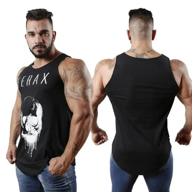 Бренд мужской s жилет Летний Хлопок Slim Fit Мужская майка, одежда Бодибилдинг майка Мужская s фитнес топы тройники