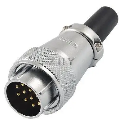 

24mm Mounting Hole 10 Pins Cable Sleeve Aviation Connector Plug AC 500V 10A