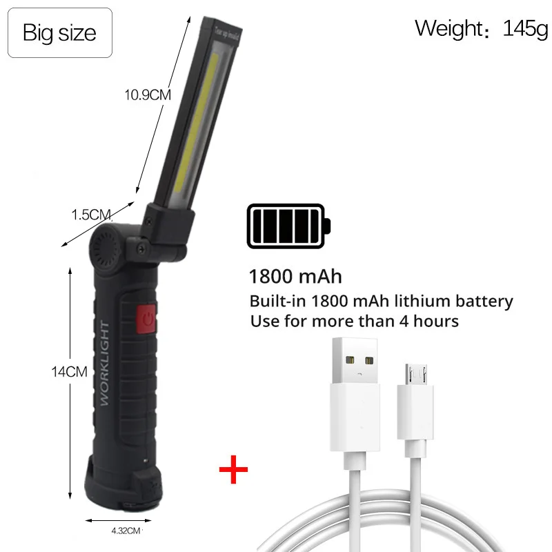 do trabalho usb recarregável magnético da tocha