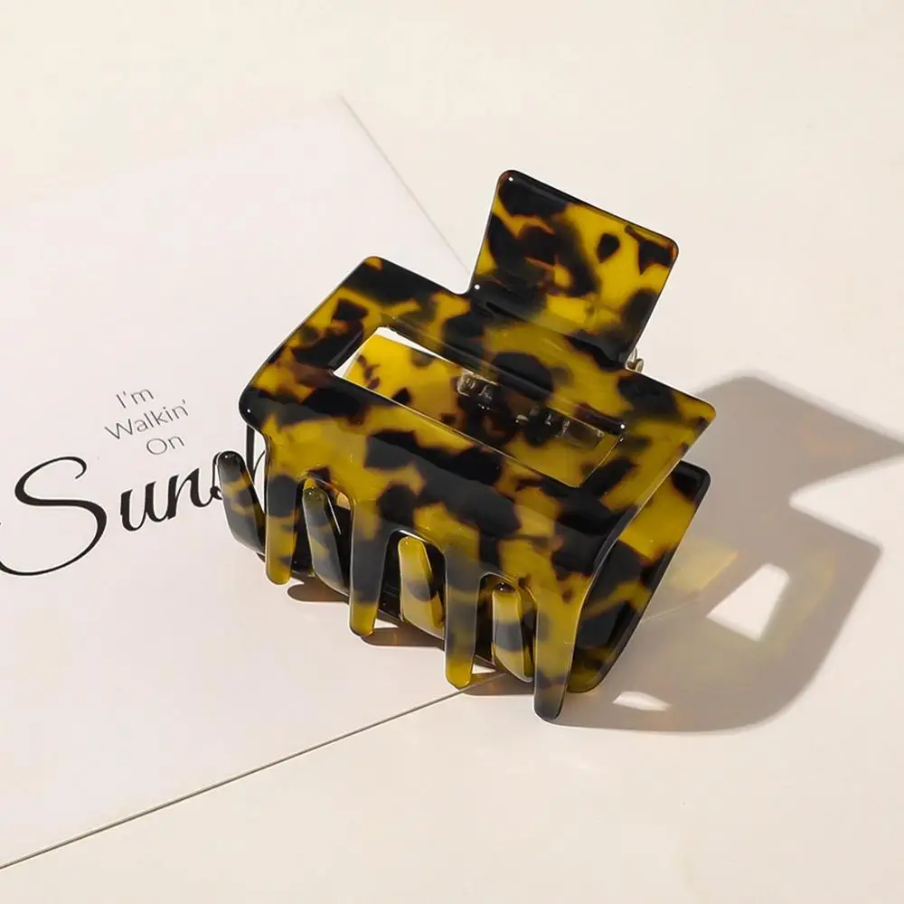 

New Style Ladies Hairpin Marble Beige Women Large Square Hairpin Hair Claw Leopard Hairpin Geometric Acetate Hairpin