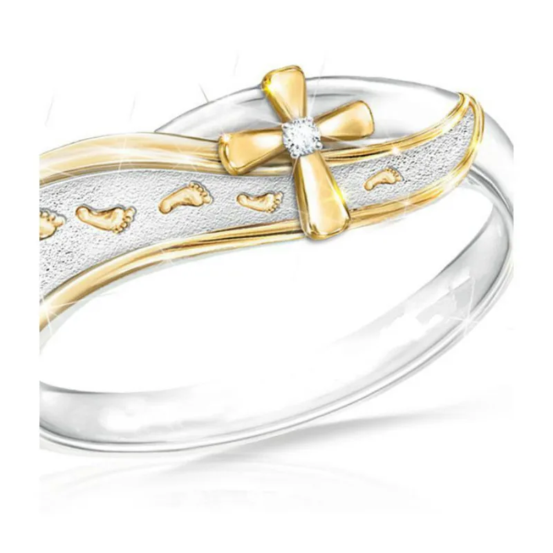 Нежные серьги кольцо ювелирный набор для женщин два тона следов крест в песке винтажные обручальные свадебные украшения
