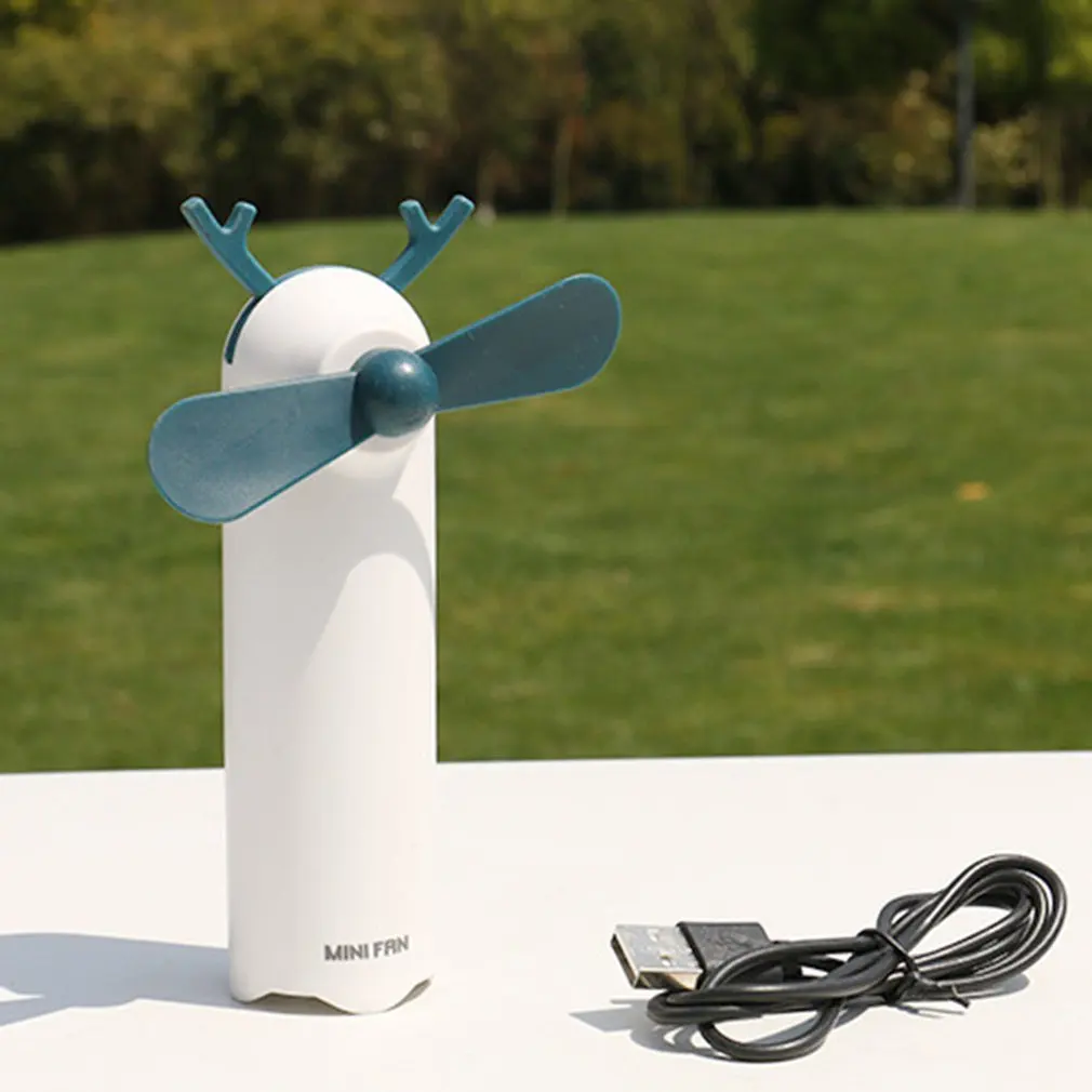 Usb портативный маленький вентилятор с мультяшным животным для детей с подвесным шейным вентилятором для студентов, портативный ручной зарядный вентилятор, дропшиппинг
