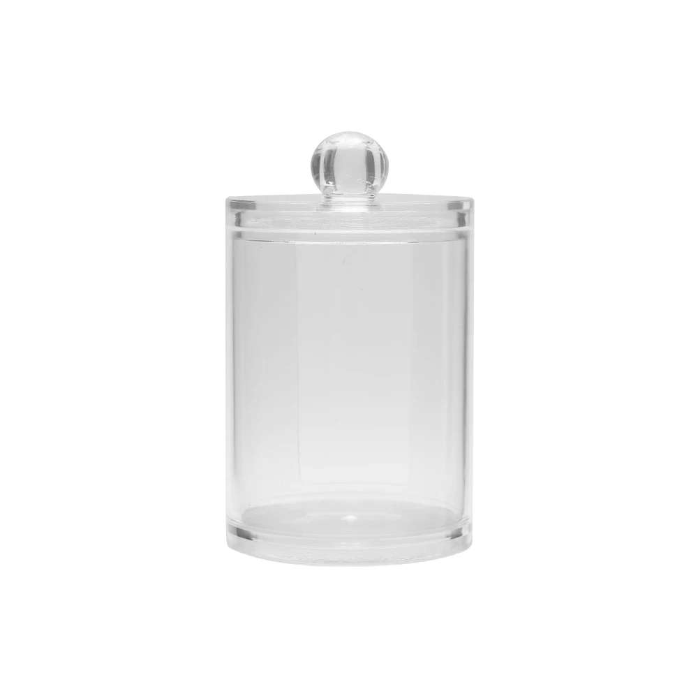 1pc Acrylic Round Makeup Organizers Transparent Cotton Swabs Stick Storage Box Organizer Plastic Cosmetic Organizers