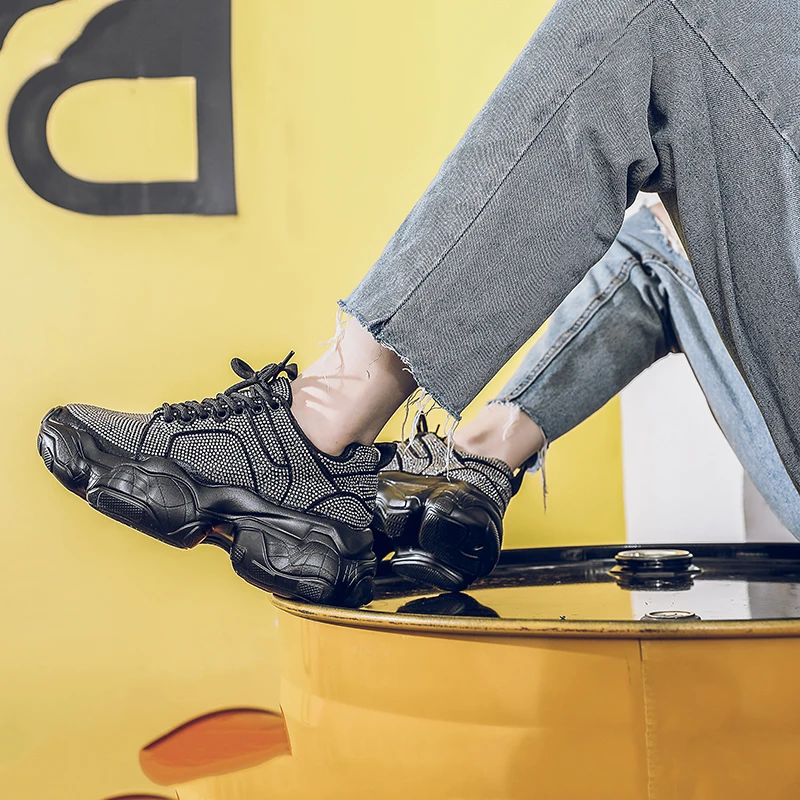Стразы Женская обувь на платформе Кроссовки Бренд zapatos de mujer Женские кроссовки