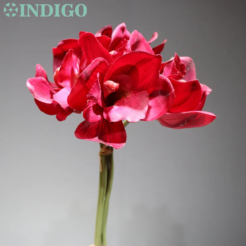 INDIGO-DIY красный цветок орхидеи/райская птица/Гербера/Калла/антуриум Цветочная композиция Свадебная вечеринка событие - Цвет: 5 pcs as photo