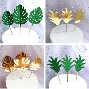

Cupcake Decorating Birthday Baking Supplies Palm Leaves Cake Toppers 3 Pcs/set