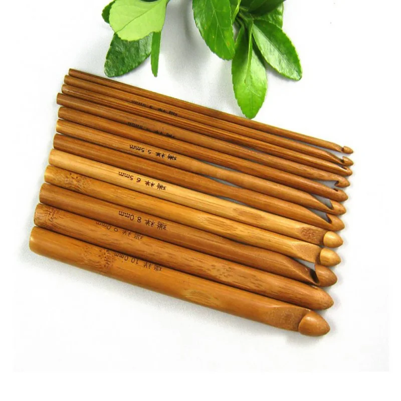 

DIY Crochet Hooks Bamboo Knitting Needles Knit Set Weave Yarn Crafts Knitting Tools 12pcs/set