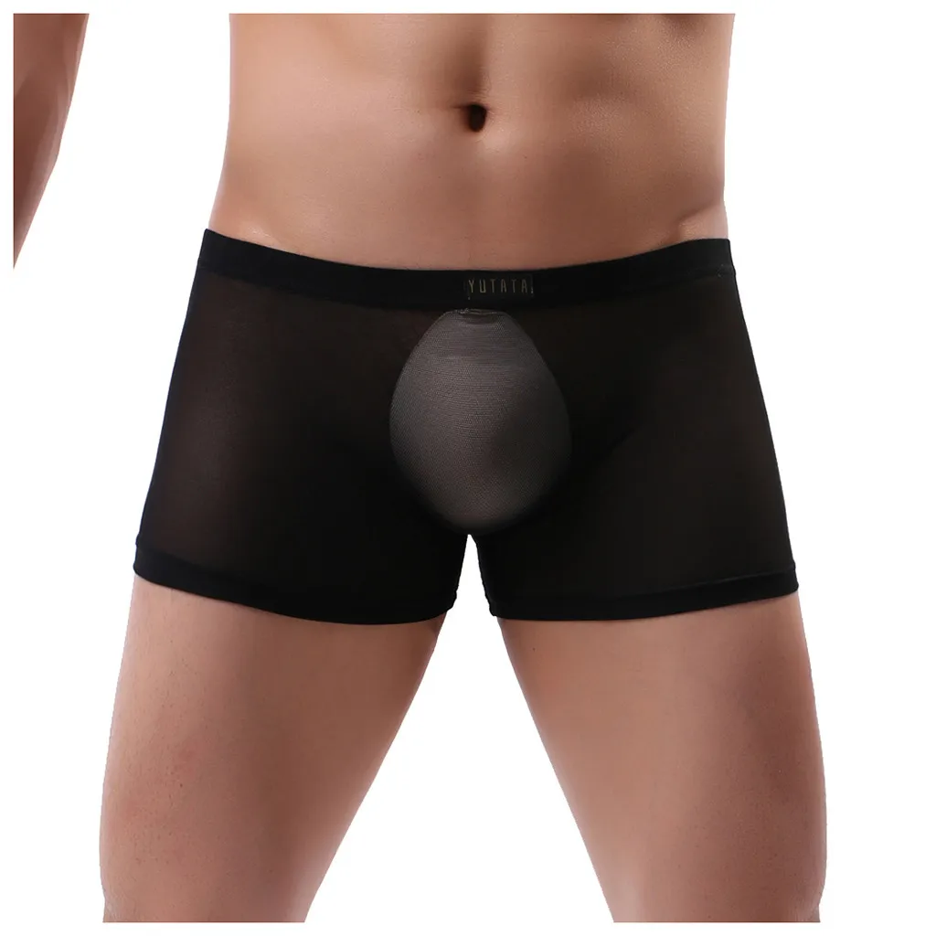 

Men Underwear Boxer Transparent Mesh Quadrangle Male Flat Pants Sexy Quartet Pants Knickers Underpants cuecas boxer masculina
