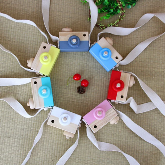 Cute Wooden Toy Camera Camera Photography Prop Decoration Baby Kids Hanging  Children Educational Toy Birthday Christmas Gifts 2