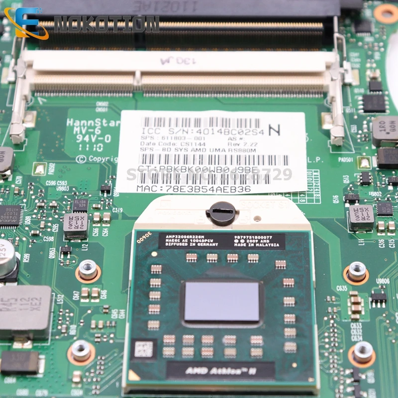NOKOTION 611803 001 для HP COMPAQ CQ325 325 425 625 материнская плата ноутбука HD4200 Graphics DDR3 бесплатный