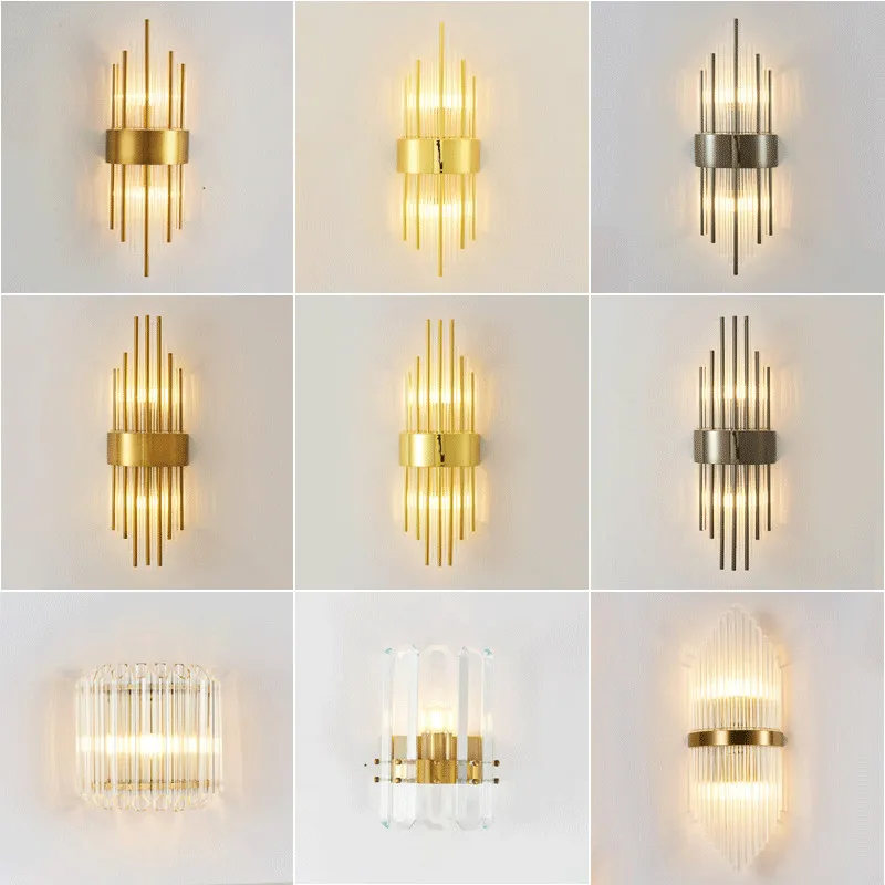 Дизайнерский Золотой роскошный хрустальный настенный светильник для спальни прохода коридора светодиодный настенный светильник настенное бра для ванной комнаты фойе прикроватная лампа E14 лампа