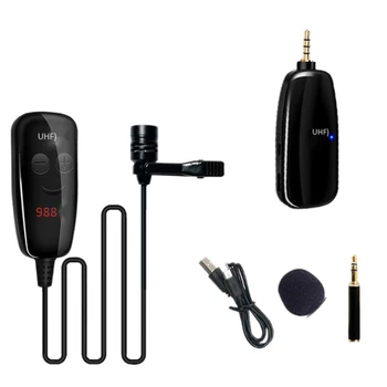 

Professional UHF Microphone Lavalier Wireless Microphone Interview Microphone with LCD Display for Smartphone