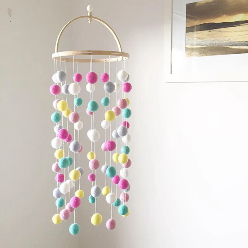 Baby Rattles Nordic Wind Chime Bed Bell Room Decoration Photography Props Wooden Rattle Mobile Activity Play Gym Baby Toys