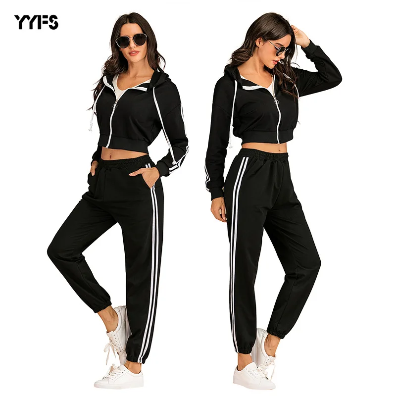 

2020 Europe And America WOMEN'S Dress Spring Casual Long Sleeve Hooded Solid Color Coat Fashion Sports Clothing WOMEN'S Suit