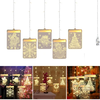 

Newest Christmas Santa Claus Elk Bells Pattern LED Fairy Lights Ornaments Home Decorations
